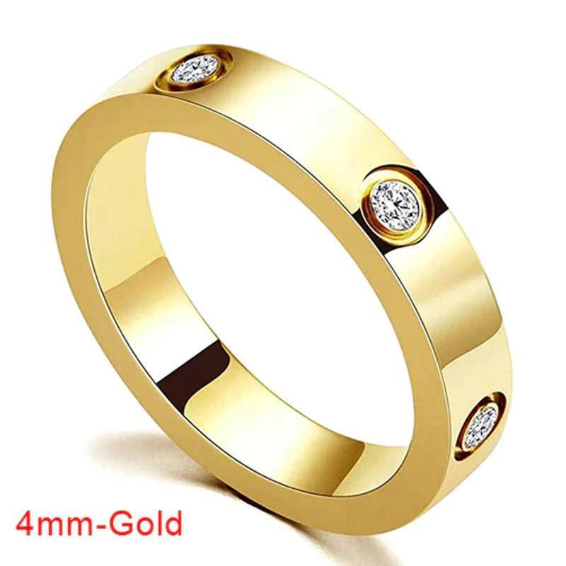 Luxury Bijoux Pulseira Feminina Bangle Ring Set Stainless Steel Jewelry Fit Lover Female Crystal Bracelets Rings Fashion Women