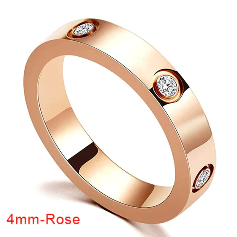 Luxury Bijoux Pulseira Feminina Bangle Ring Set Stainless Steel Jewelry Fit Lover Female Crystal Bracelets Rings Fashion Women