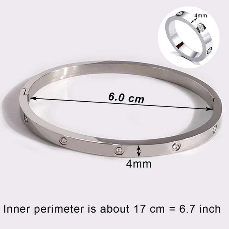 Luxury Bijoux Pulseira Feminina Bangle Ring Set Stainless Steel Jewelry Fit Lover Female Crystal Bracelets Rings Fashion Women